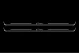 LED door sill plates Cadillac CTS II Coupe 2008+ in stainless steel with Cadillac logo