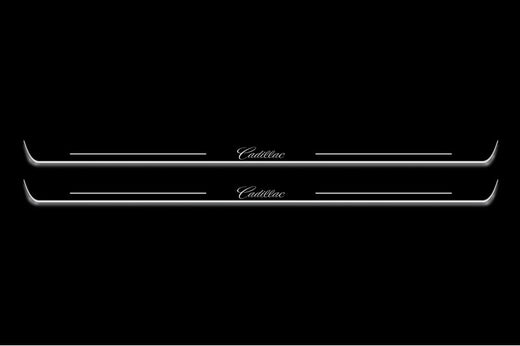 Cadillac CTS Coupe GM325 2008–2014 — Stainless LED Door Sills — Cadillac Logo