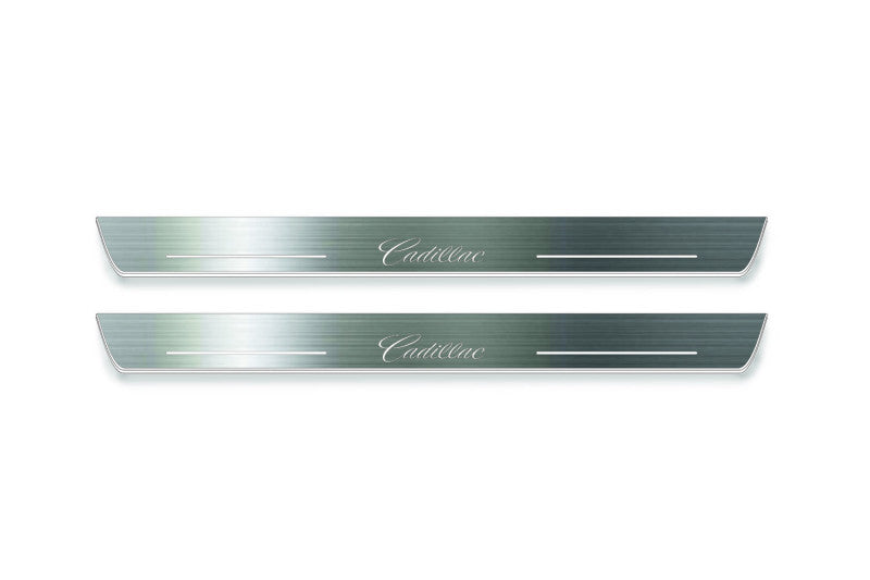 LED door sill plates Cadillac ATS 2012+ in stainless steel with Cadillac logo