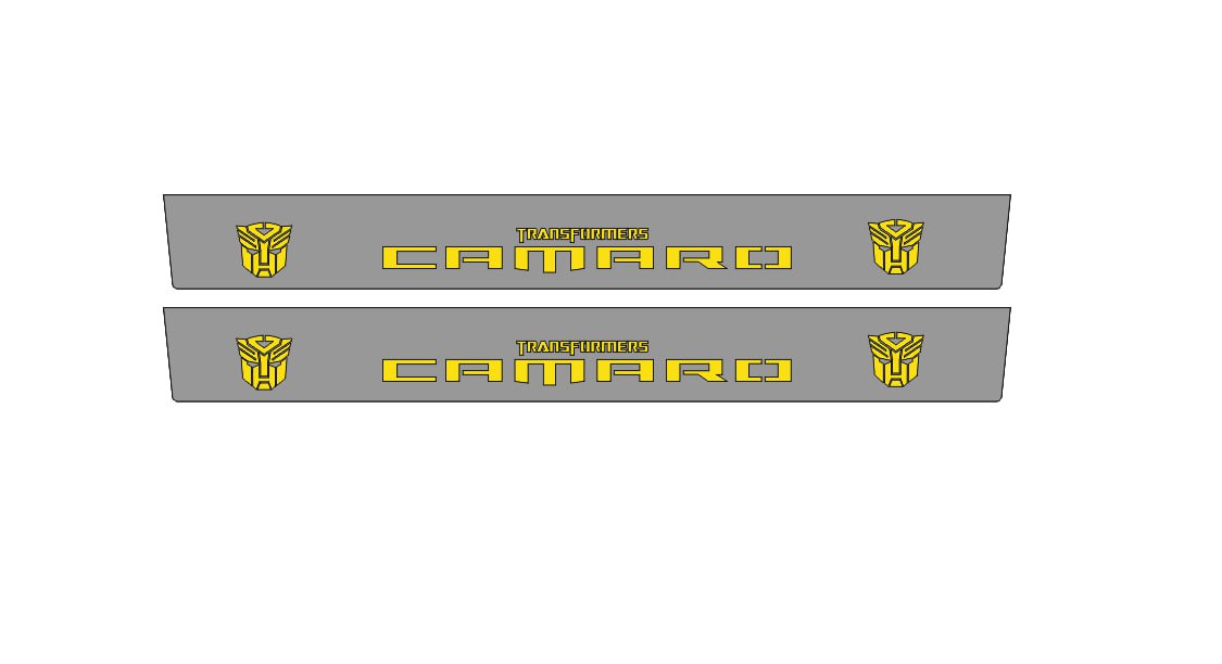 Chevrolet Camaro V E37 2009+ LED door sill plates stainless steel with Camaro Transformers logo
