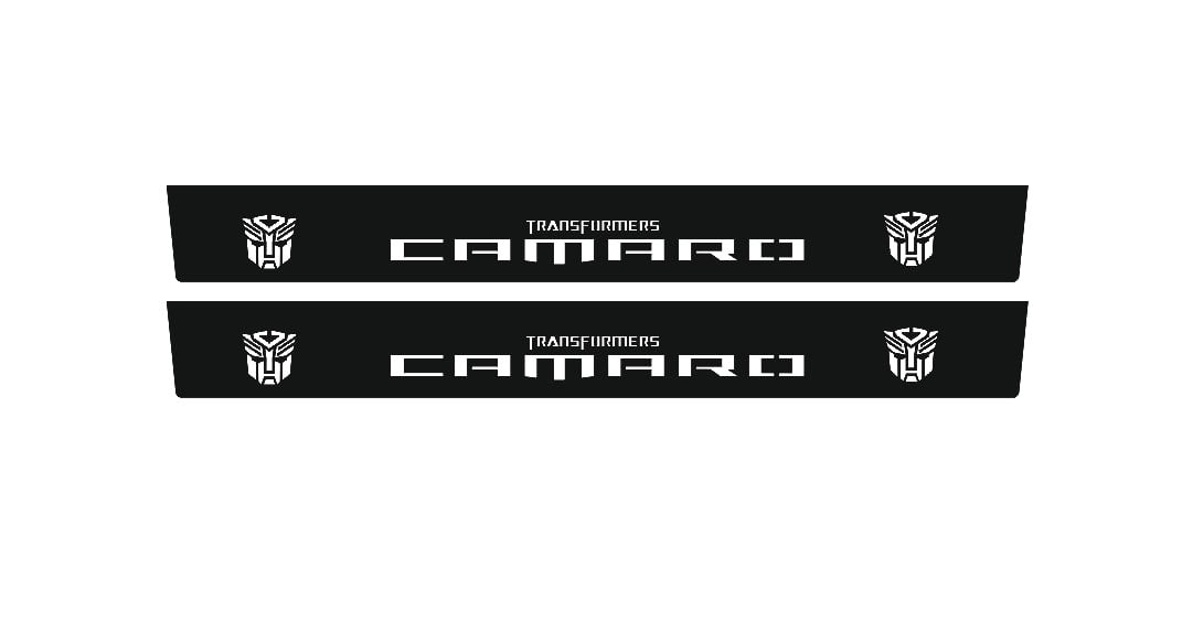 stainless steel LED door sill plates for Chevrolet Camaro VI 2016+ with Camaro Transformers logo