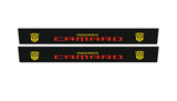 Chevrolet Camaro V E37 2009+ stainless steel illuminated entry guards with Camaro Transformers logo