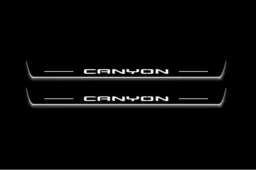 GMC Canyon III GMT31 2022–Present — Stainless Steel LED Door Sills — Canyon Logo