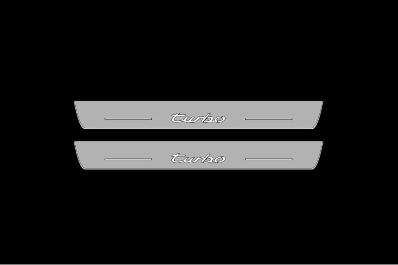 Illuminated LED Door Sill Tread Plates Porsche Cayenne Coupe 2020-2024 With Turbo Logo Porsche Led Door Sills decoinfabric