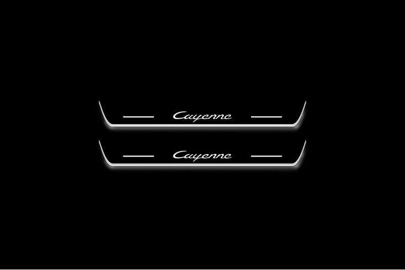 Porsche Cayenne Coupe E3 Stainless Steel LED Door Sills – Cayenne Logo