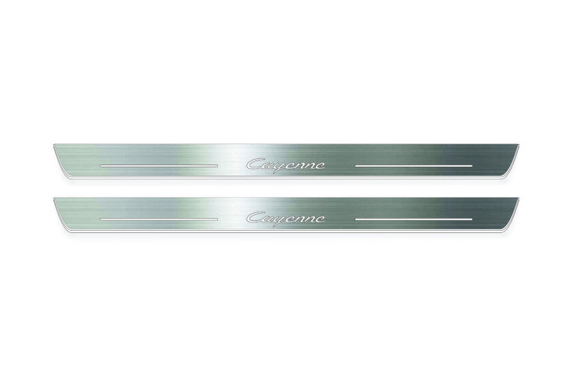 Porsche Cayenne Coupe E3 Stainless Steel LED Door Sills – Cayenne Logo