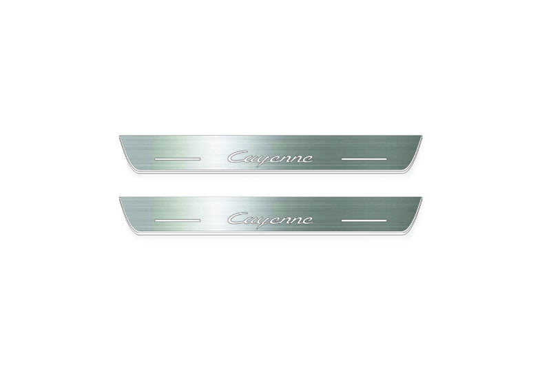 Porsche Cayenne Coupe E3 Stainless Steel LED Door Sills – Cayenne Logo