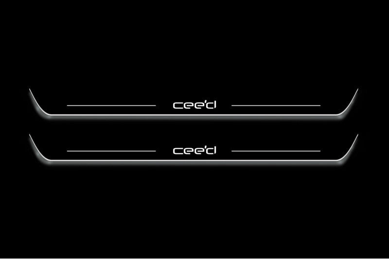 Kia Proceed II 2012+ Stainless Steel LED Door Sills – Cee`d Logo