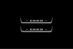 KIA Ceed III 2018+ LED door sill plates stainless steel with Ceed logo