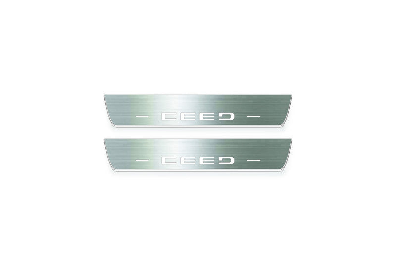 KIA Ceed III 2018+ LED door sill plates stainless steel with Ceed logo