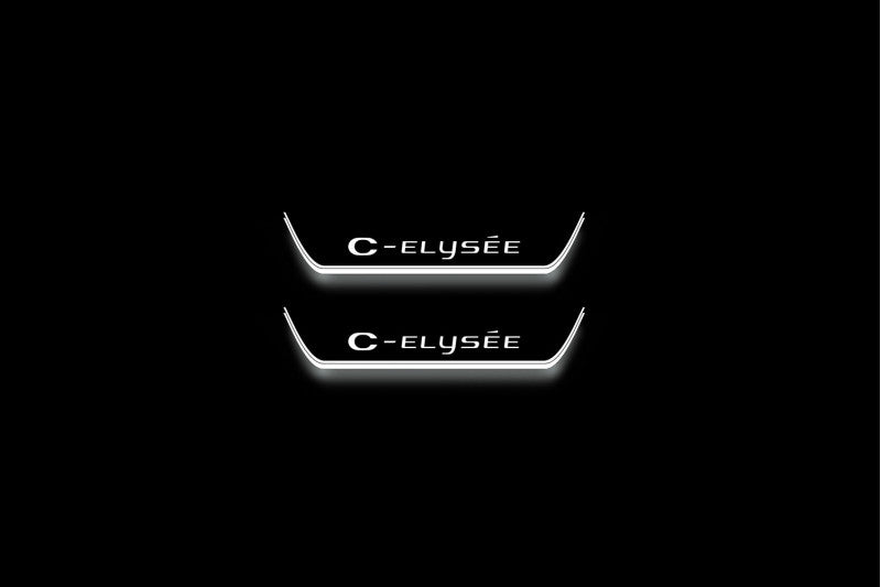 LED door sill plates stainless steel Citroen C-Elysee 2012+ with C-Elysee logo