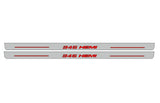Catalog illustration of two long gray door sill plates with red 345 HEMI lettering and horizontal lines on a white background.