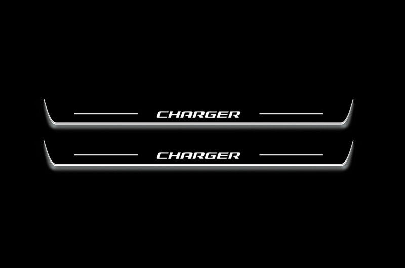 Dodge Charger LD 2005+ LED door sill plates with Charger logo
