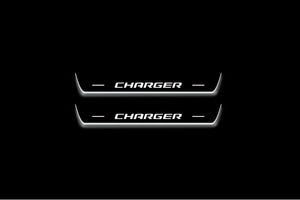 Dodge Charger 2005-2011 LED Door Sills Illuminated Scuff Charger Logo Stainless Steel Entry Guards Door Sills Decoin