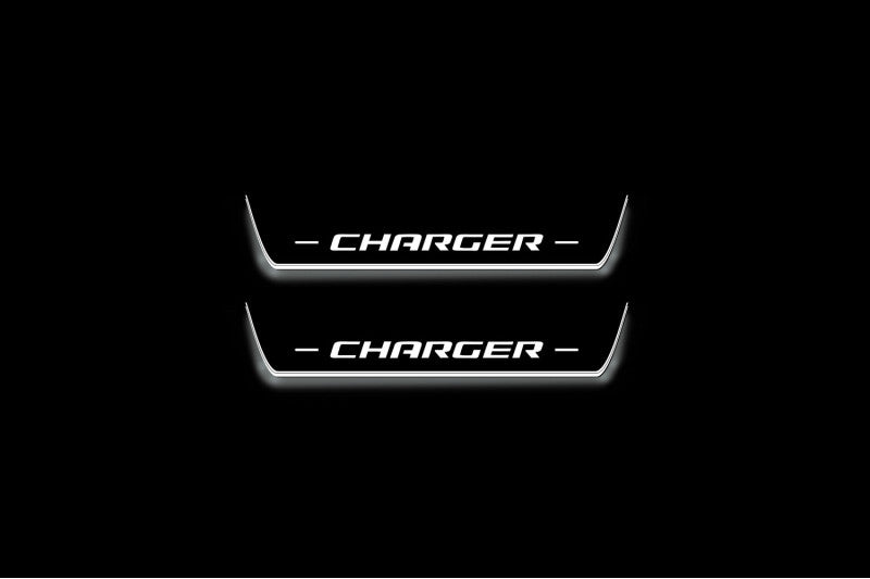 Dodge Charger LD 2011+ stainless steel LED door sill plates with Charger logo