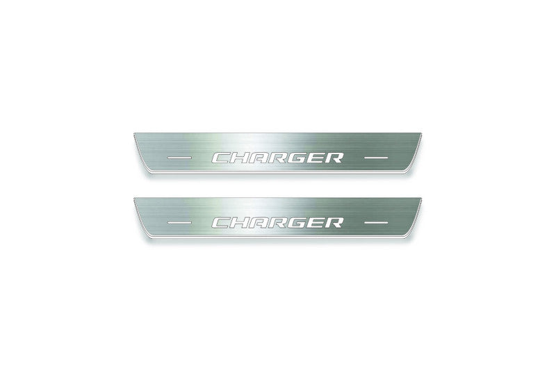 stainless steel LED door sill plates with Dodge Charger LD 2005+ with Charger logo