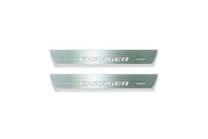 Dodge Charger 2005-2011 LED Door Sills Illuminated Scuff Charger Logo Stainless Steel Entry Guards Door Sills Decoin