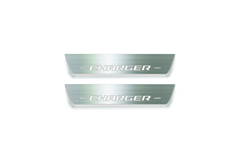 Dodge Charger LD 2011+ stainless steel LED door sill plates with Charger logo