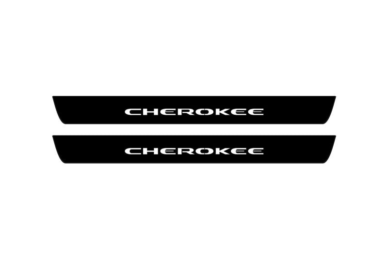 Jeep Cherokee KL 2014+ entry guards in stainless steel with Cherokee logo