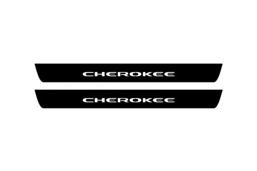 Jeep Cherokee KL 2013–2023 — Matte PRO LED Door Sills — Cherokee Logo