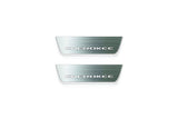 Two short silver-finished door sill plates with Cherokee lettering on a light background, straight-on view.
