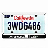 Chery ARRIZO 8 CSH illuminated LED license plate badge with solid lettering below an illustrative US plate; plate not included