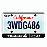 Chery TIGGO 4 CSH illuminated LED license plate badge with solid lettering below an illustrative US plate; plate not included