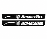 Chevrolet Camaro VI BumbleBee Type 2 Matte PRO LED door sills, FRONT two-piece catalogue illustration, matte black with white illumination