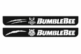 Chevrolet Camaro VI BumbleBee Type 3 Matte PRO LED door sills, FRONT two-piece catalogue illustration, matte black with white illumination