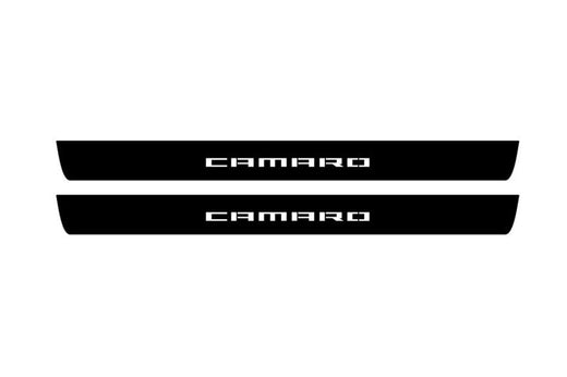 Chevrolet Camaro VI 2016–2024 — Matte PRO LED Door Sills — Camaro Logo