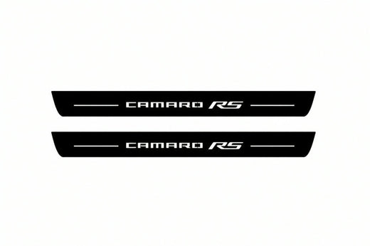 Chevrolet Camaro VI 2016–2024 — Matte PRO LED Door Sills — Camaro RS Logo