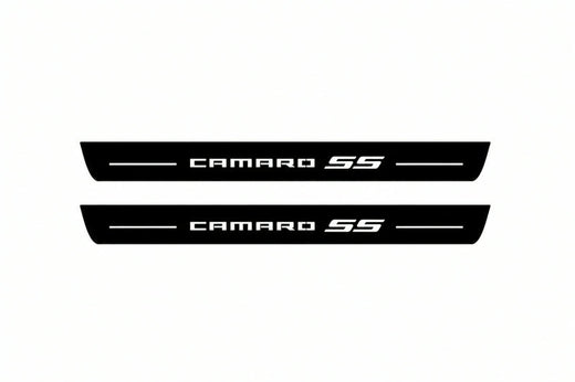 Chevrolet Camaro VI 2016–2024 — Matte PRO LED Door Sills — Camaro SS Logo