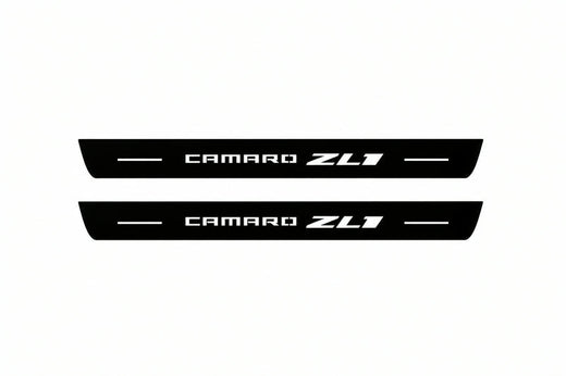 Chevrolet Camaro VI 2016–2024 — Matte PRO LED Door Sills — Camaro ZL1 Logo