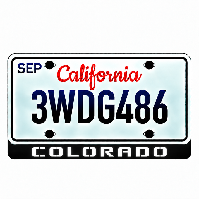 Chevrolet COLORADO illuminated LED license plate badge with solid lettering below an illustrative US plate; plate not included