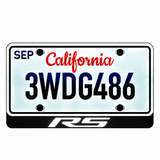 Chevrolet RS illuminated LED license plate badge with solid lettering below an illustrative US plate; plate not included