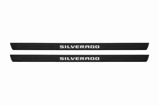 Chevrolet Silverado K2XX 2014–2018 — Matte PRO LED Door Sills — Silverado Logo
