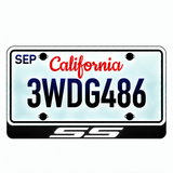 Chevrolet SS illuminated LED license plate badge with solid lettering below an illustrative US plate; plate not included