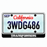 Chevrolet TRANSFORMERS illuminated LED license plate badge with solid lettering below an illustrative US plate; plate not included