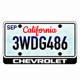 Chevrolet CHEVROLET illuminated LED license plate badge with solid lettering below an illustrative US plate; plate not included