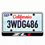 Chevrolet ZL1 Var.1 illuminated LED license plate badge with solid lettering below an illustrative US plate; plate not included