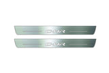 Two long silver-finished door sill plates with C-HR lettering on a light background, straight-on view.