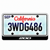 Chrysler 200 illuminated LED license plate badge with solid lettering below an illustrative US plate; plate not included