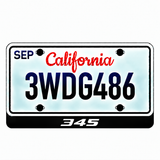 Chrysler 345 illuminated LED license plate badge with solid lettering below an illustrative US plate; plate not included