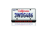 CHRYSLER LED badge below an illustrative U.S.-size license plate; plate not included