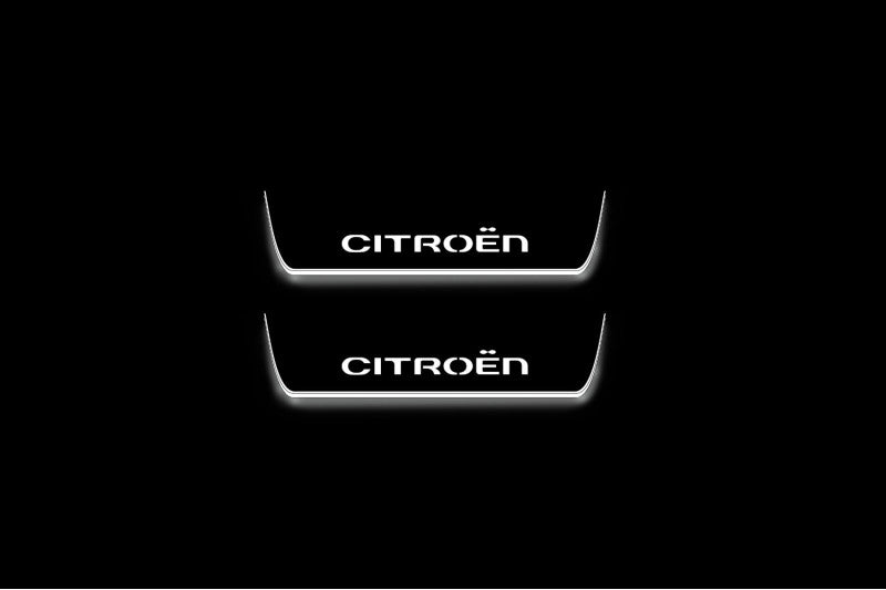LED door sill plates Citroen C4 II 2010+ in stainless steel with Citroen logo