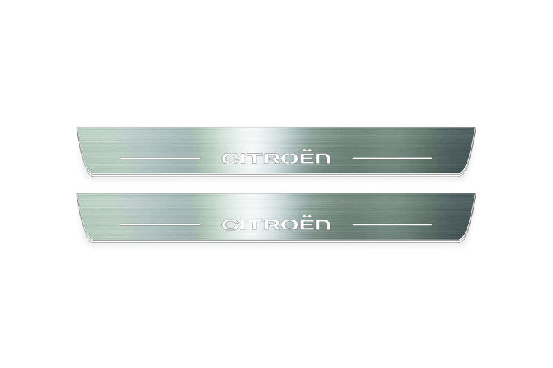 LED door sill plates Citroen C4 II 2010+ stainless steel with Citroen logo
