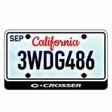 Citroen C-Crosser illuminated LED license plate badge with solid lettering below an illustrative US plate; plate not included
