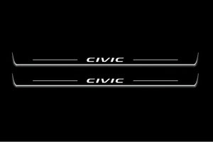 Honda Civic X coupe 2016-2021 LED Door Sills Illuminated Scuff Civic Logo Stainless Steel Entry Guards Door Sills Decoin