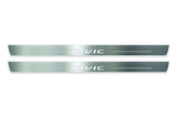 Honda Civic X coupe 2016+ LED door sill plates stainless steel with Civic logo