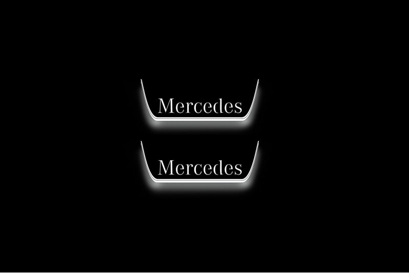 Mercedes CLA W117 Stainless Steel LED Door Sills – Mercedes-Benz Logo